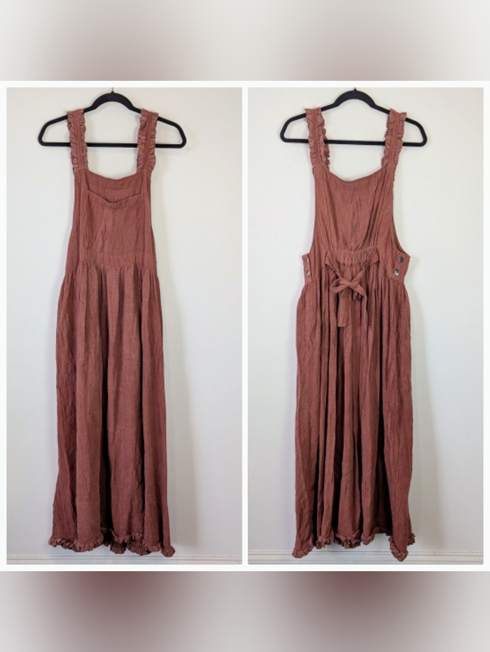 Dress To Kill Overall Maxi Dress Size S/M Lagenlook Artsy Boho Crinkle